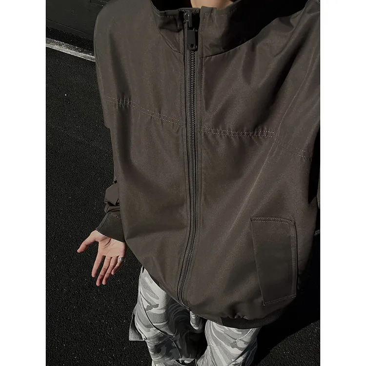 三防工装飞行美式纯色夹克男春秋立领户外棒球服外套短款潮流上衣