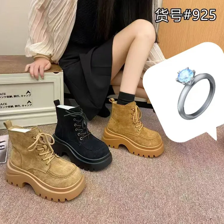 kk925马丁靴机车靴轻奢女鞋真皮时尚厚底圆头防脏女