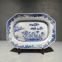 青花花卉洞石山水八方盘20250117008