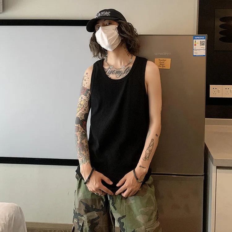 大码百搭显瘦档口图自产自销克法国螺纹工字紧身夏季无袖背心短袖