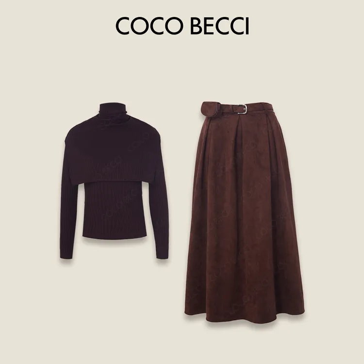 COCO BECCI【秋日邂逅】经典时尚百搭针织衫+半裙CFLJC254090A