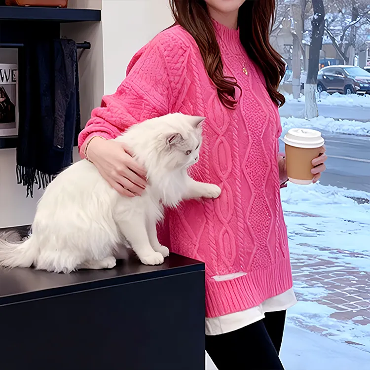 法式温柔风中长款上衣假两件2025年冬季新款小个子宽松百搭毛衣女