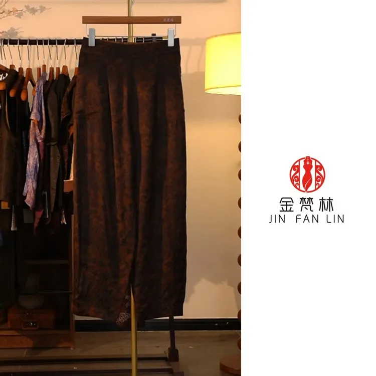 【摩挲素月】双面穿中式国风老钱风绞萝小脚裤1690