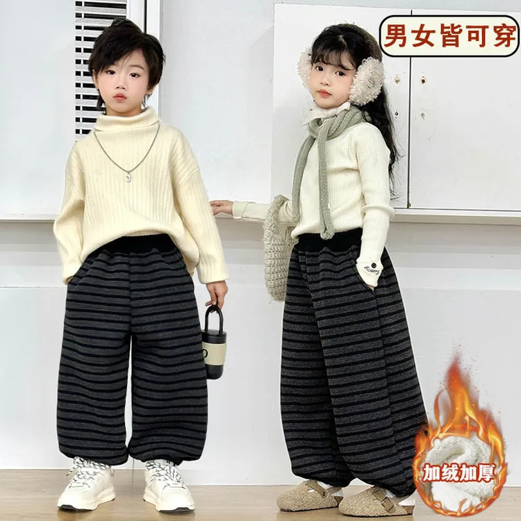 【童泰】男童加绒裤冬新款女童束脚儿童一体绒裤子韩版