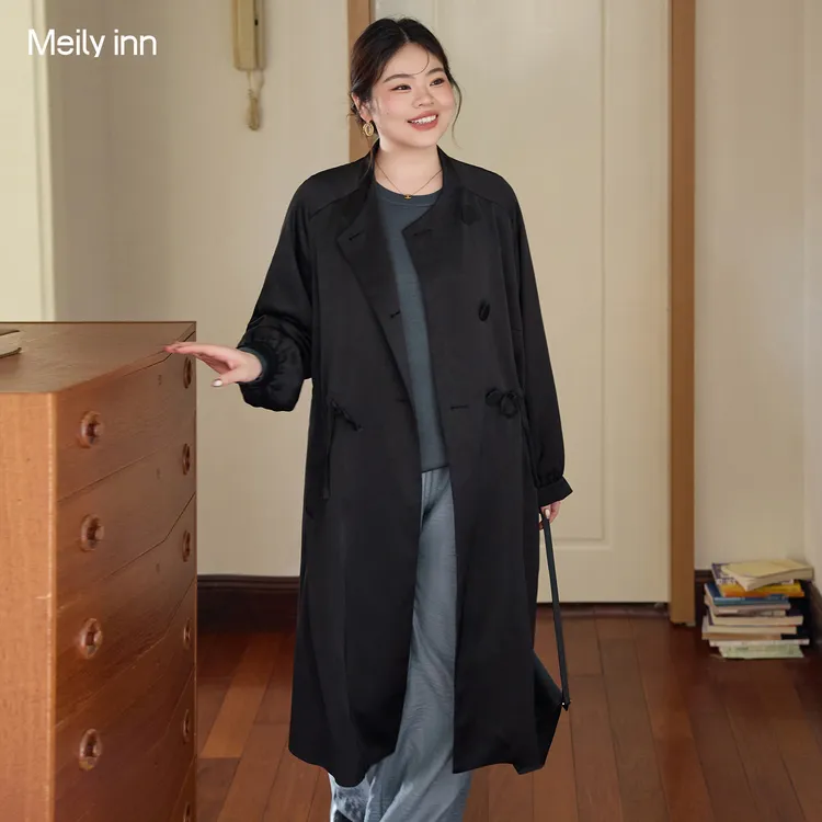 美丽客栈大码胖mm高级感风衣中长款200斤立领插肩袖休闲百搭外套