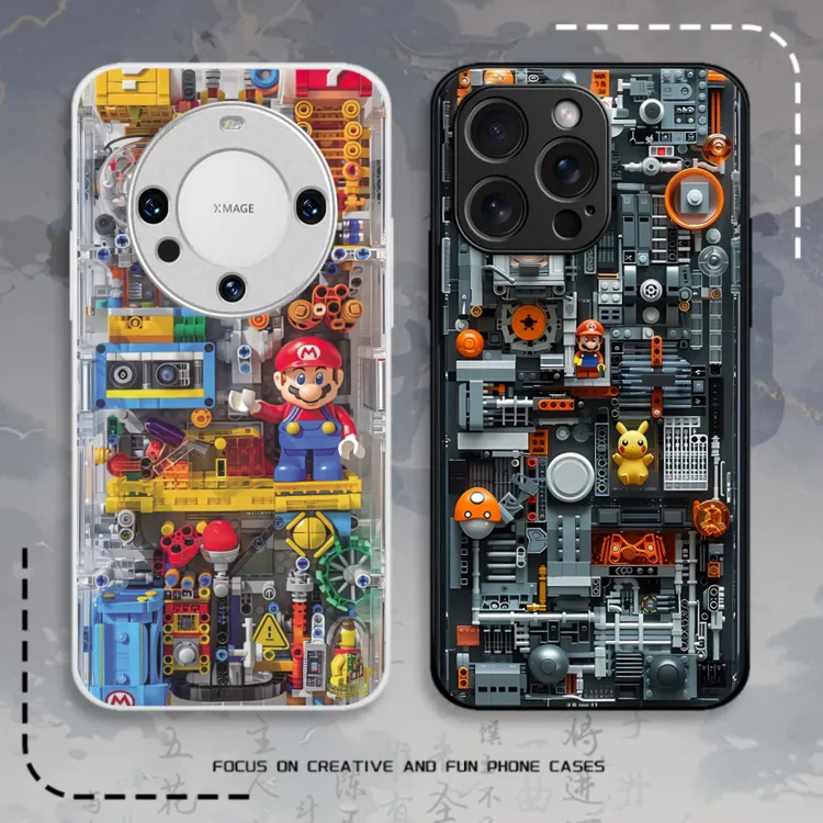 机械马里奥手机壳苹果16荣耀华为mate60红米k70男15ultra玻璃小众