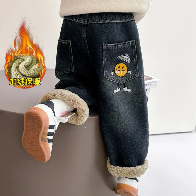 儿童冬季加绒牛仔裤2025新款儿童冬装长裤小童宝宝时尚加厚休闲裤