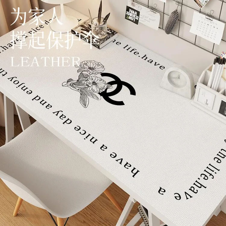 硅胶书桌垫网红梳妆台桌垫轻奢风高级感防水白色电脑台式免洗桌布