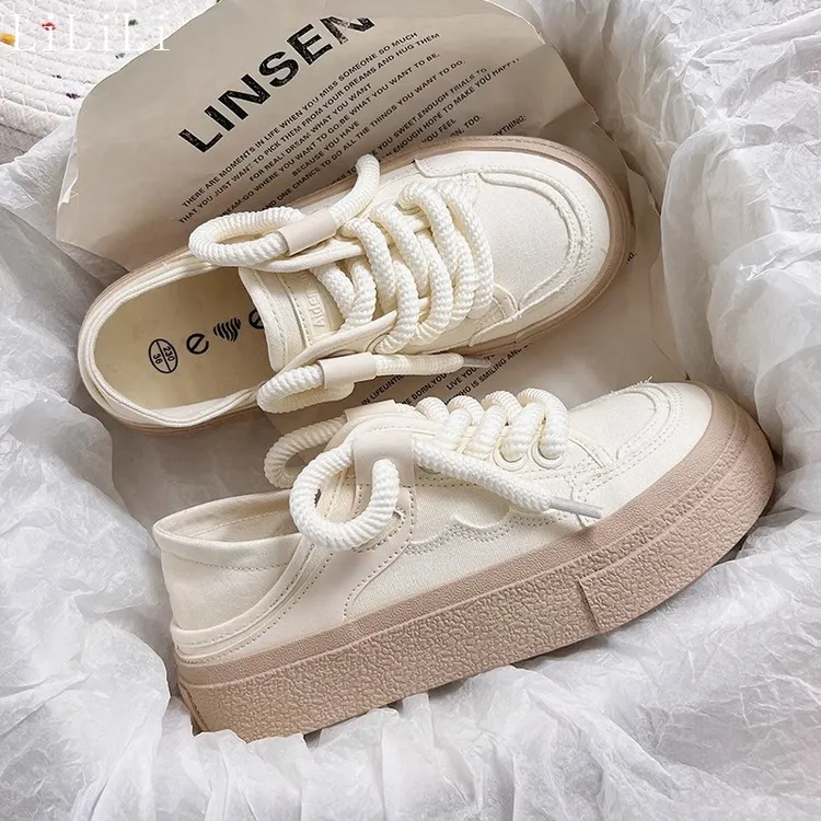 高颜值小白鞋女秋新款帆布鞋透气配裙子的鞋子半拖一脚蹬女鞋