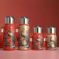 爆款316好运金孔雀轻奢保温杯大容量高颜值提绳杯女士便携水杯