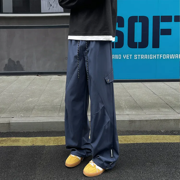 2025春秋新款美式速干休闲裤男女高街潮流高级感宽松直筒阔腿长裤