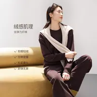 IHIMI/海谧【绒感坑条卫衣套装】2025秋冬氛围感轻休闲舒适0706