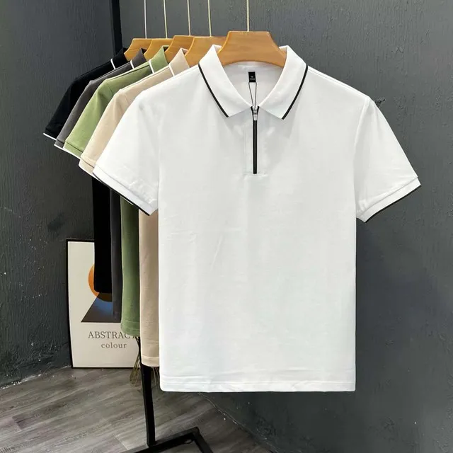 2025新款夏季短袖T恤男士商务休闲翻领Polo衫潮牌帅气半截袖上衣t