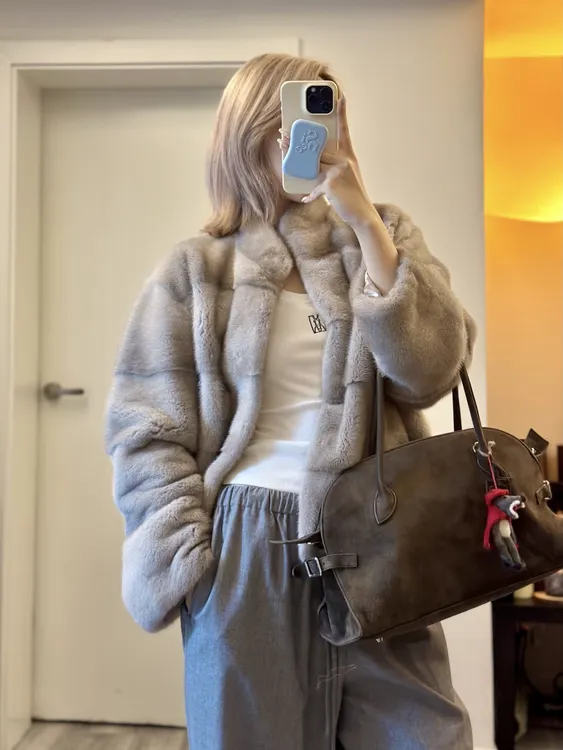 【“冬日特调”】新款紫金短二真貂整貂立领横牌时尚韩版外套短款