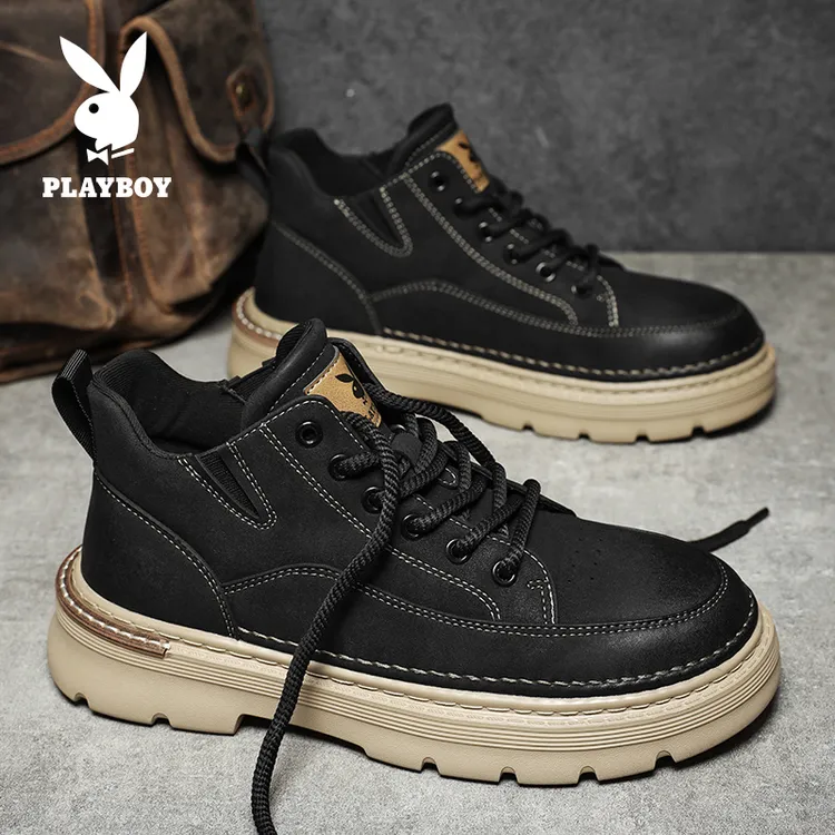 PLAYBOY/花花公子秋冬新款轻奢男鞋耐脏休闲时尚运动鞋增高工装鞋