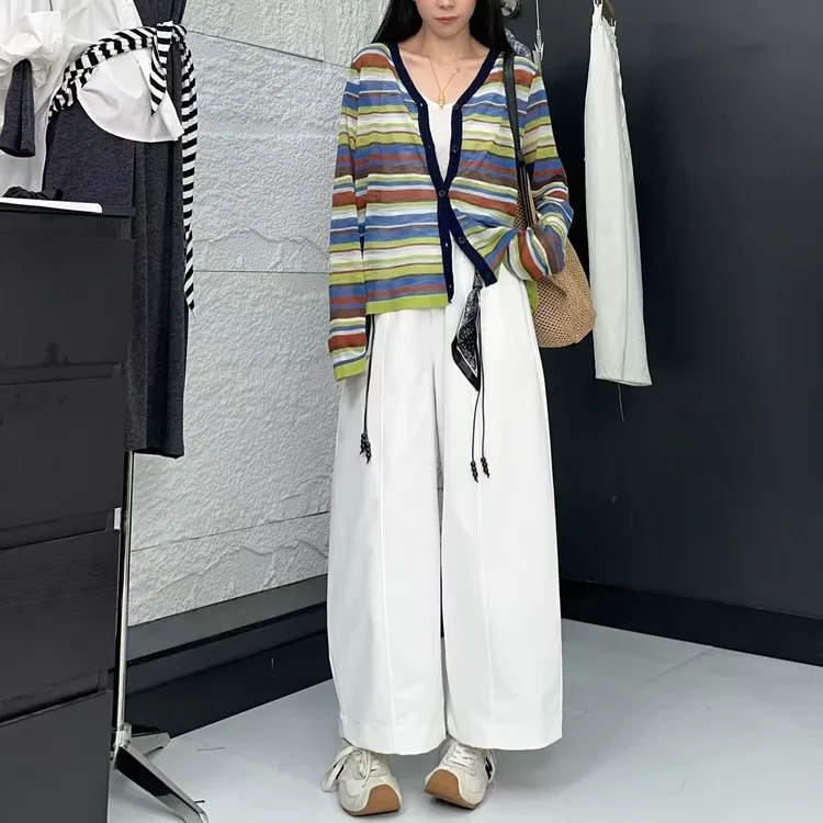 秋冬抽绳立体压线气球裤高腰显瘦休闲裤配丝巾腰带