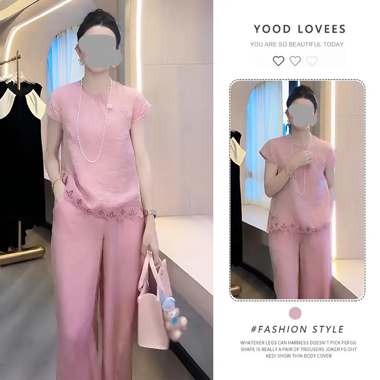 时尚新中式套装女2025夏季新款洋气减龄显瘦短袖上衣休闲两件套潮