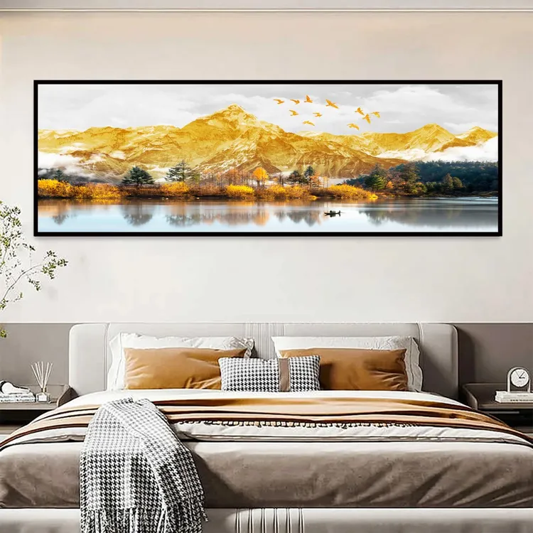 【真正厂家】2025新款卧室床头画自粘贴画墙贴日照金山客厅房间金鹿