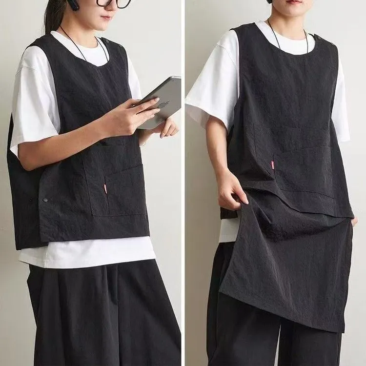 美术师工作服多功能前后长短烘焙师马甲围裙透气时尚花艺师