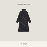MRHALA 佩嵘精细羊毛针织高温陶瓷扣高领长袖大衣式外套女LW57021