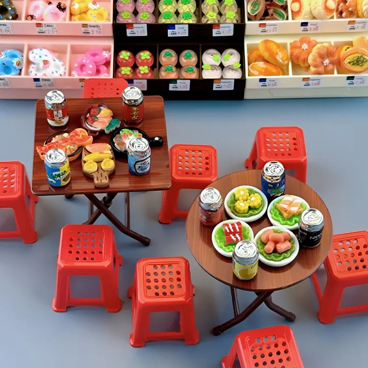 迷你微缩过家家方圆桌椅食玩模型仿真场景娃娃屋玩具摆件