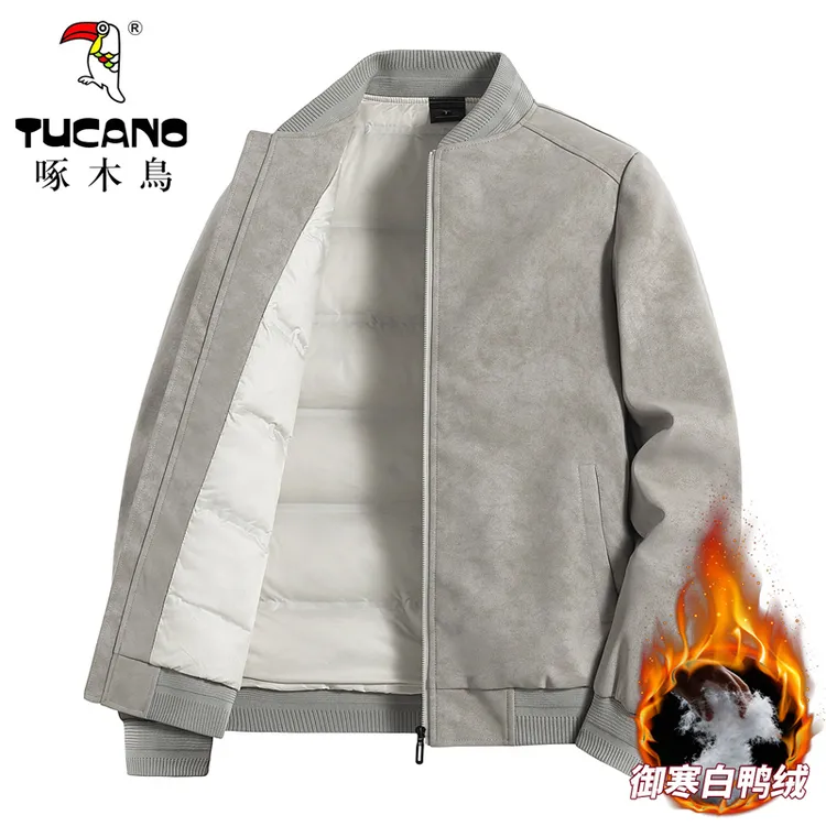 TUCANO/啄木鳥短款男士羽绒服纯色男装收口袖保暖棒球领加厚 外套