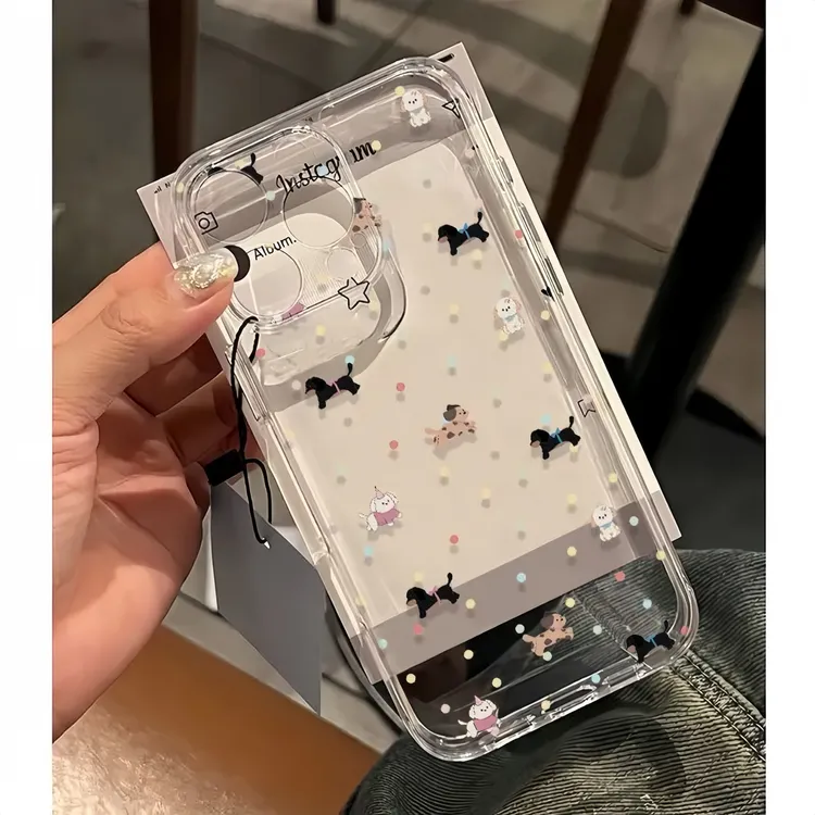 波点小狗狗适用iPhone16promax苹果14手机壳15太空壳1312透明ins