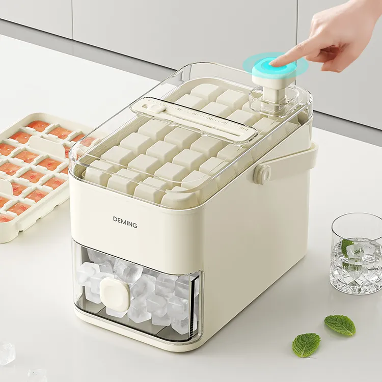 抽屉式按压制冰储存盒冰箱自制制冰盒按压冻冰块的厨房模具家用