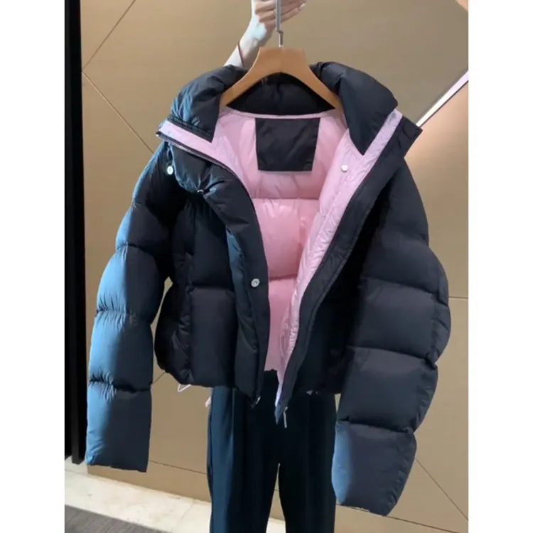 高级感超好看黑色短款棉服女冬季2025年新款韩系时尚洋气面包厚外