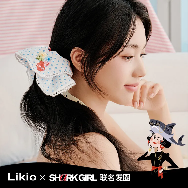 LIKIO × SharkGirl 设计感手帕发圈 刺绣花瓶错位拼