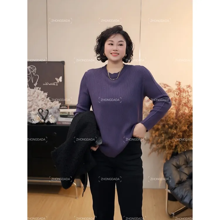 ZHONG大大【】高级感正肩针织衫女2025冬季新款百搭打底上衣12109