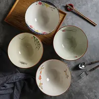 舍里釉下彩复古汤面碗专用大碗拉面碗家用汤碗陶瓷面碗大号碗餐具