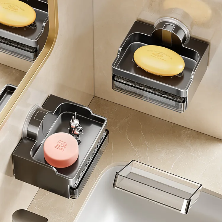 吸盘肥皂盒免打孔家用浴室香皂盒壁挂卫生间置物架沥水香皂架