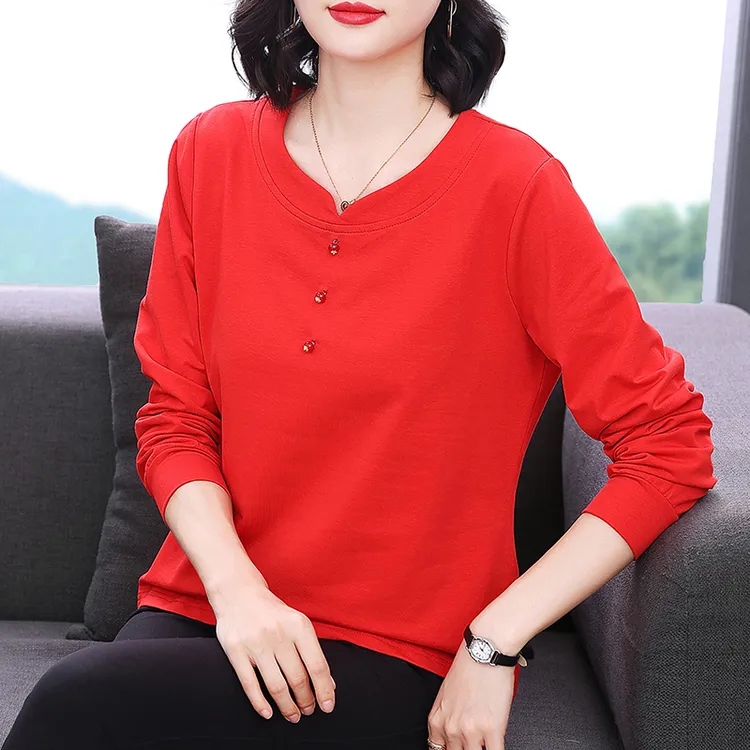 2025秋季新款中年妈妈外穿秋装时尚洋气长袖打底衫上衣女T恤2191