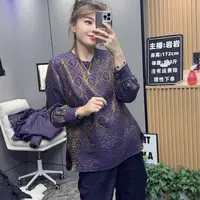 岩岩家秋冬浮雕锦缎显瘦女上衣