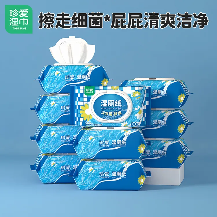 treasure/珍爱湿厕纸可降解可冲马桶温和柔软擦屁屁湿巾旅行湿巾