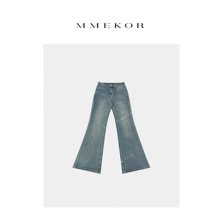 MMEKOR“复古女郎”牛仔裤 2025新款普赛克丹宁微喇裤 79676