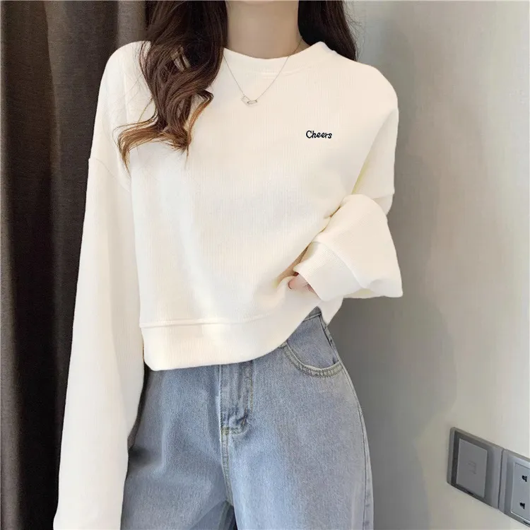 2025新款春秋卫衣女小个子胖MM设计感百搭宽松短款高腰小众显瘦