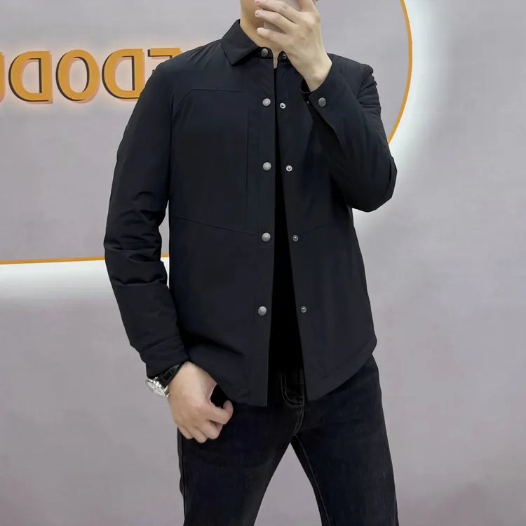 35199秋冬男士短款商务休闲行政纯色轻薄保暖翻领羽绒茄克秋冬季