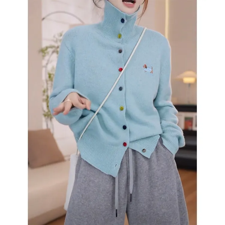 韩系慵懒风气质修身针织衫女装2025秋冬新款百搭休闲时尚毛衣开衫