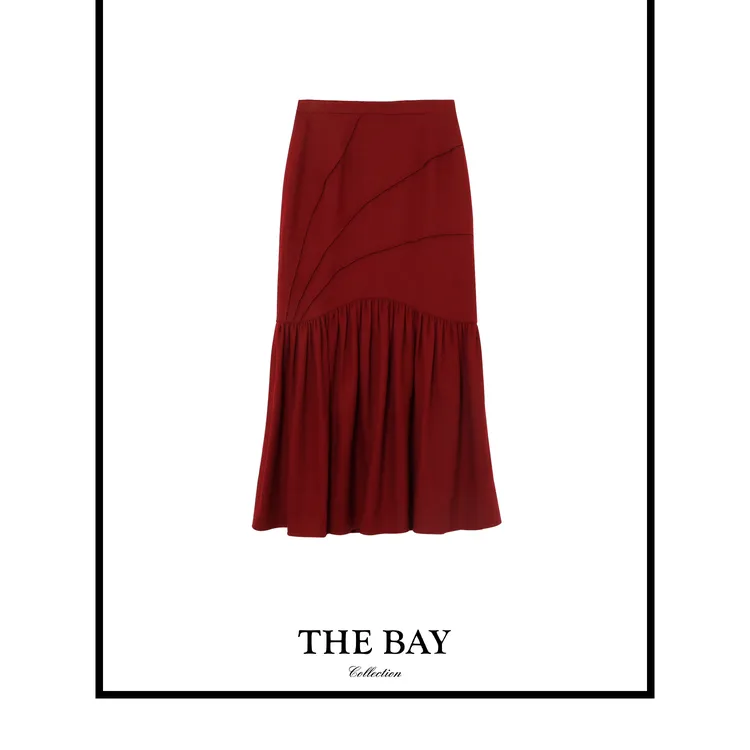 TheBay【玛利亚之吻】绯色流线100%羊毛半裙Bay2SDZR0287