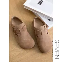 ⑦七七146小个子防水内增高勃肯鞋女真皮全包厚底懒人拖鞋小美说