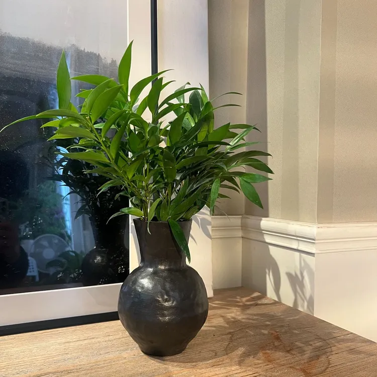 【乌金圆球花瓶】新中式侘寂黑色粗陶罐陶瓷花瓶摆件复古现代花器