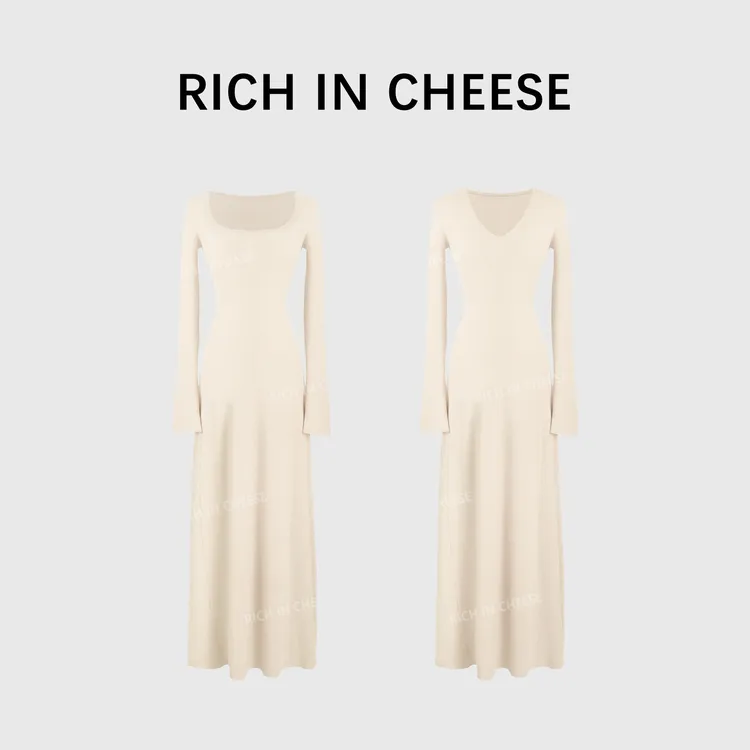 舒胡蕾 茶香可颂【长裙合集】 秋冬长袖高弹针织显瘦百搭收腰连衣裙