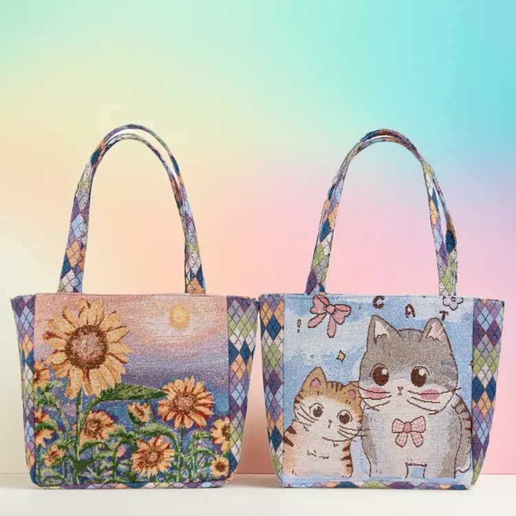 民族风手提帆布便当包女士时尚休闲民族风手拎包可爱手机包化妆包