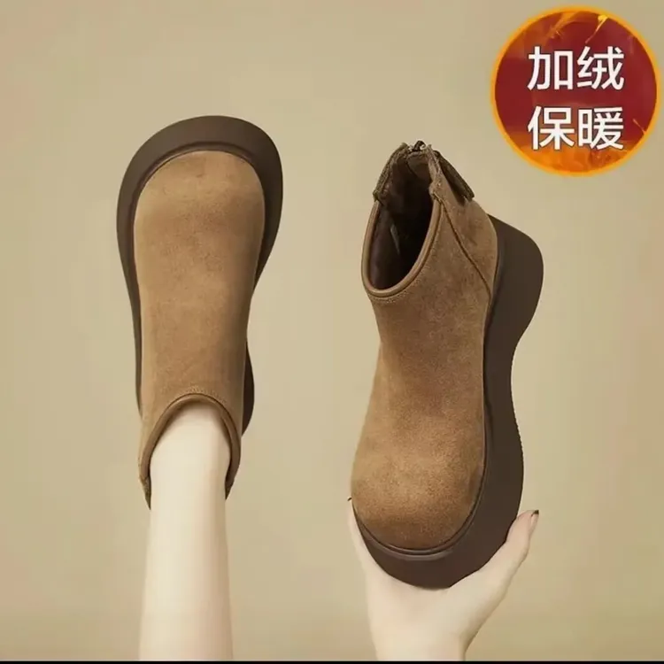 【运费险】勃肯厚底加绒棉鞋秋冬季新款增高百搭短筒马丁靴