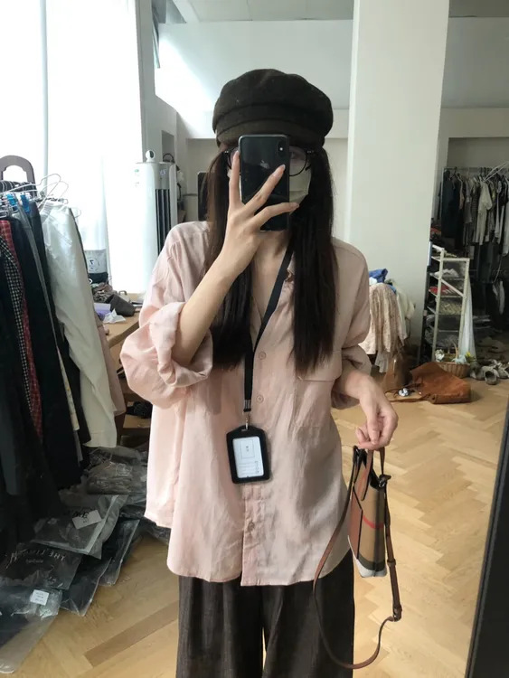 韩系宽松舒适慵懒风粉色长袖衬衫女装2025百搭休闲可外穿上衣ins
