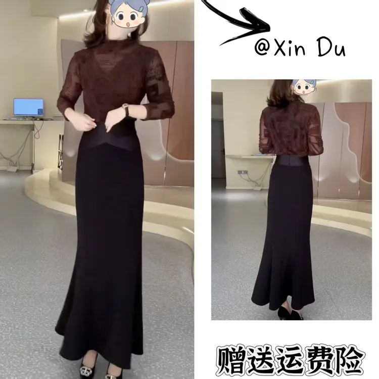 2025秋季新款时尚显瘦气质女士网红洋气两件套百搭款D23527