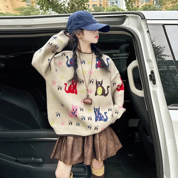 女童内搭毛衣秋冬2025新款儿童冬装加厚毛线衣女孩大童针织衫上衣