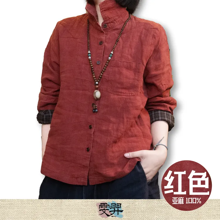 雯羿定制【高档双层亚麻衬衫】成衣砂洗原创奢品双层亚麻衬衫125